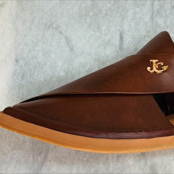 Dark Brown Leather Peshawari Chappal, Traditional Unique Style Comfortable - Picture 4 of 14